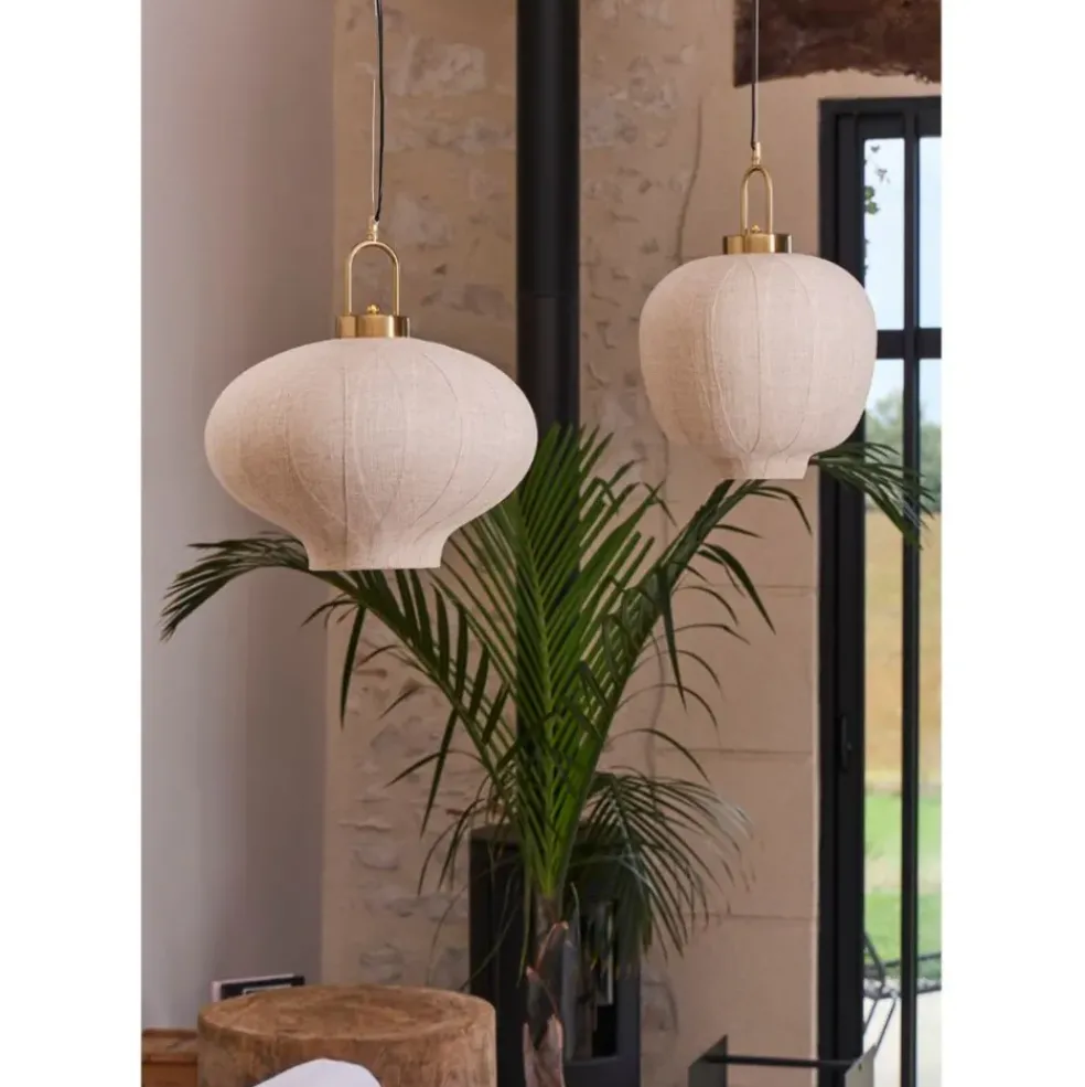 Suspension en lin blanc cassé et doré d45cm - Calypso