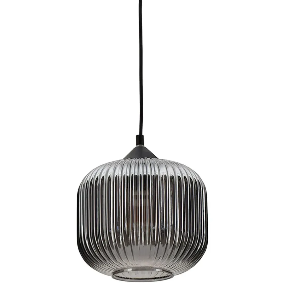 Suspension metal et verre grise d20cm - Hinatea