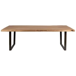 Table à manger en acacia massif et pieds en fer noir 200x100cm - Factory