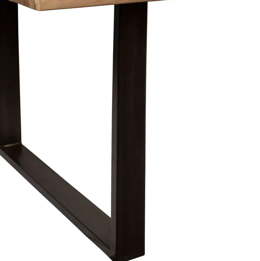Table à manger en acacia massif et pieds en fer noir 200x100cm - Factory