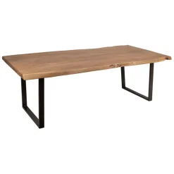 Table à manger en acacia massif et pieds en fer noir 240x110cm - Factory