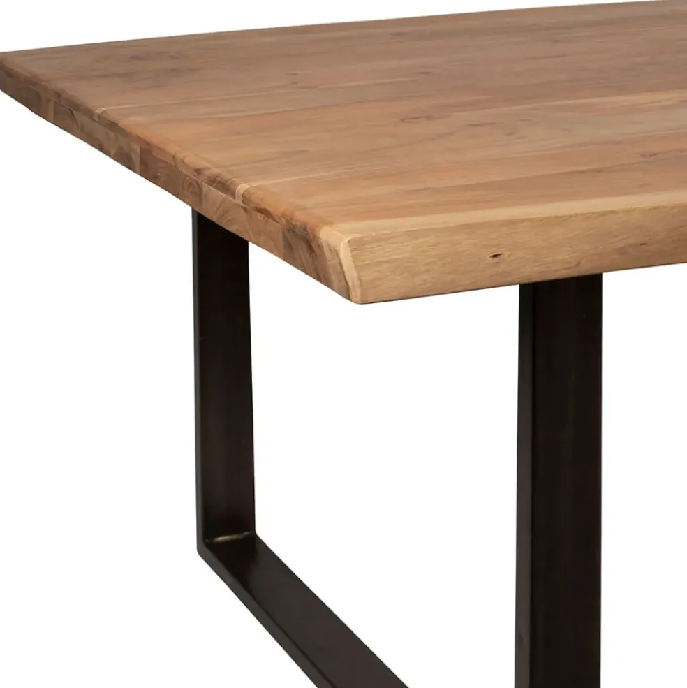 Table à manger en acacia massif et pieds en fer noir 240x110cm - Factory