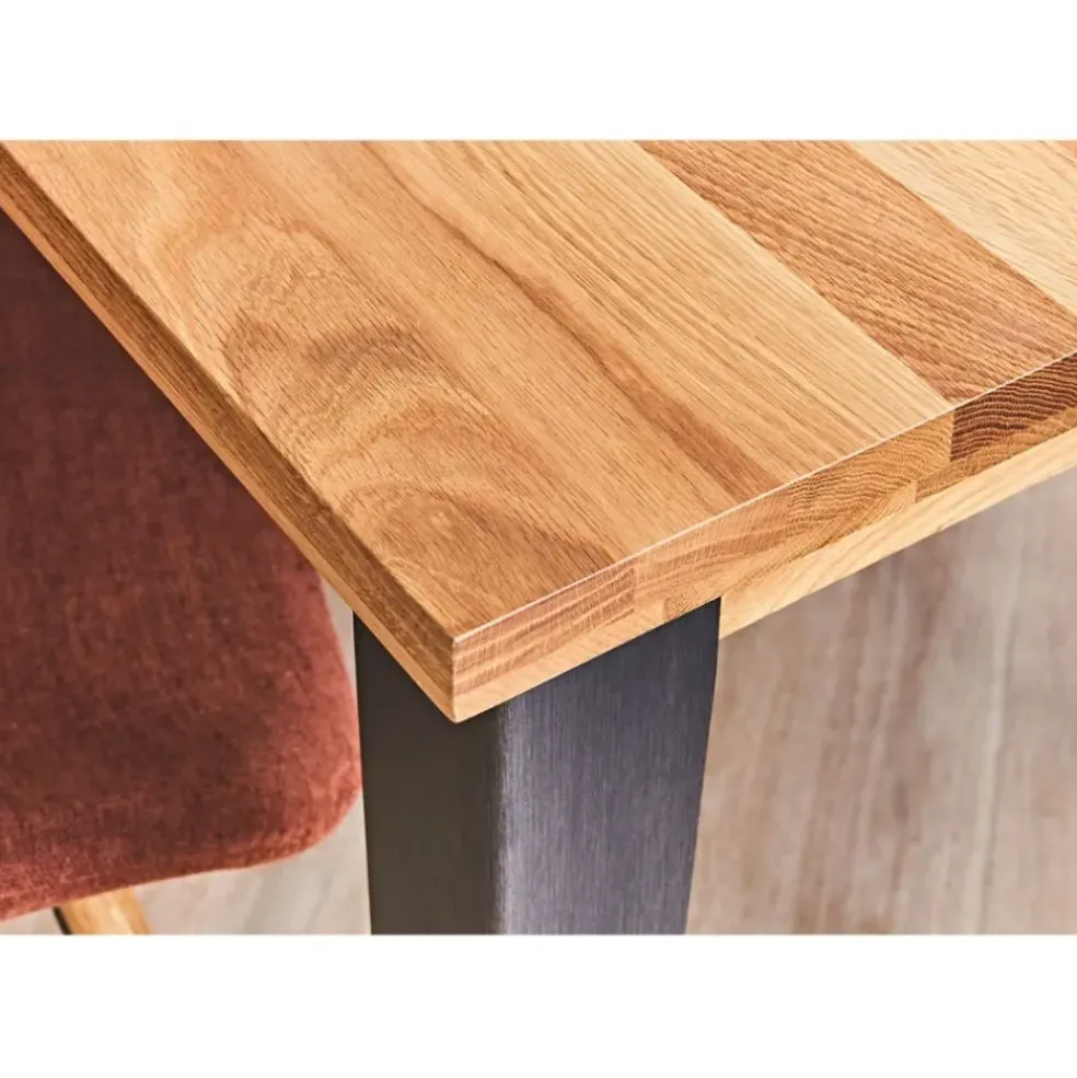 Table à manger en chêne massif et pieds acier 160x90cm- Manny