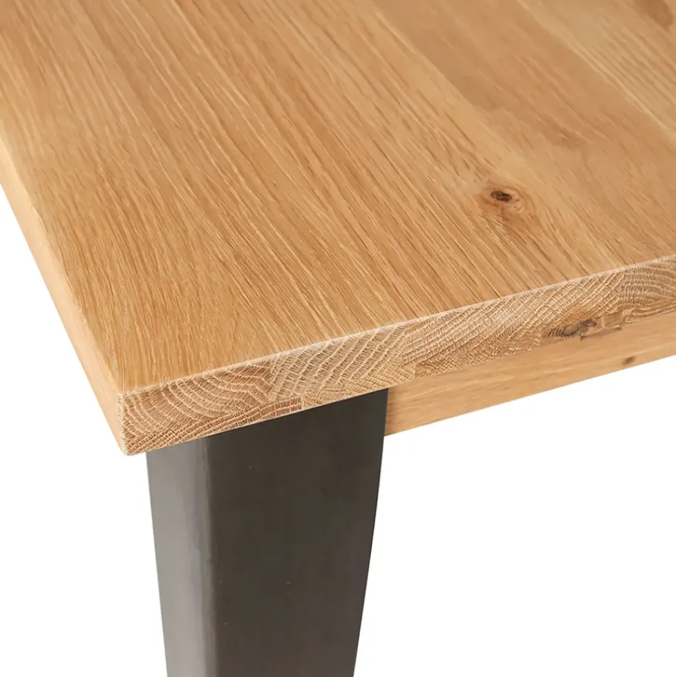 Table à manger en chêne massif et pieds acier L200cm - Manny