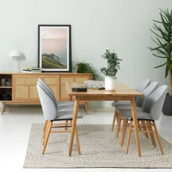 Table à manger en placage chêne naturel 190x90cm - barrali