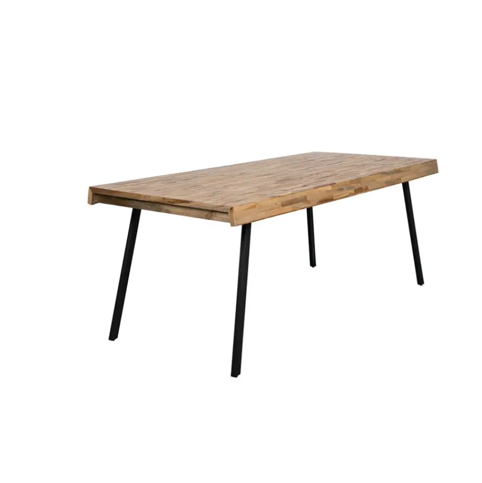 Table à manger en teck massif et pieds métal 200x90cm - Suri