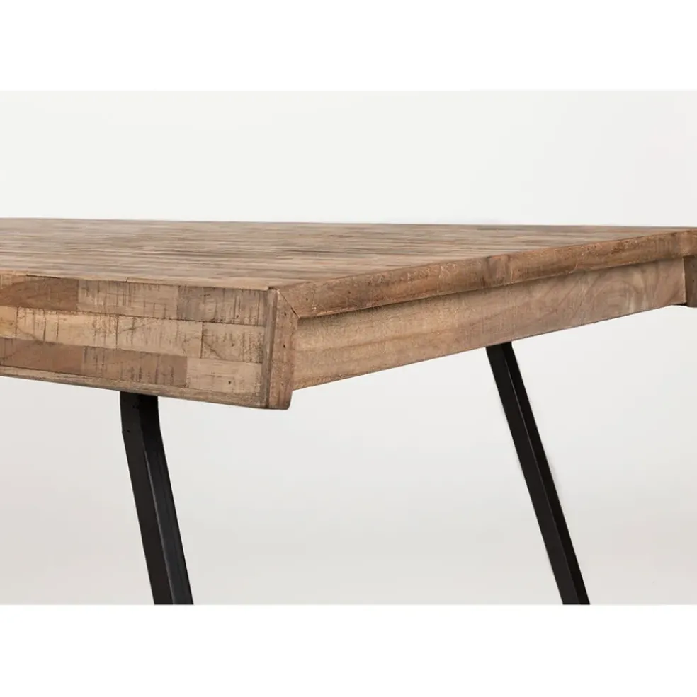 Table à manger en teck massif et pieds métal 200x90cm - Suri