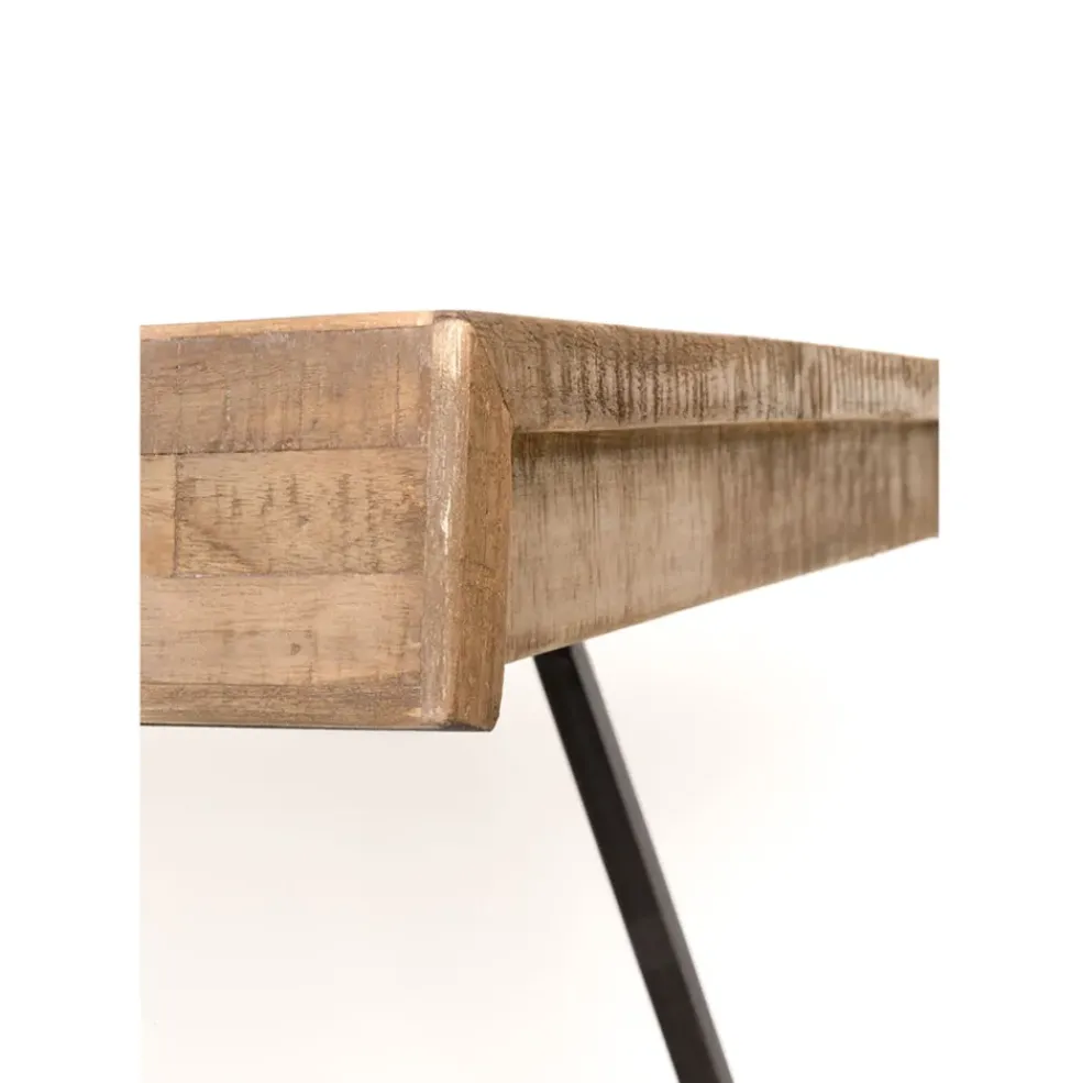 Table à manger en teck massif et pieds métal 200x90cm - Suri