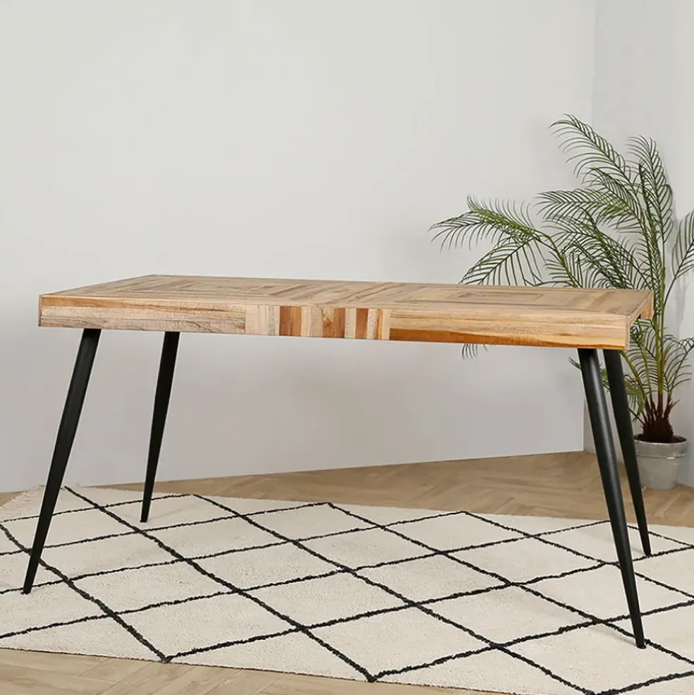Table à manger en teck recyclé et métal 150x75cm - Wally