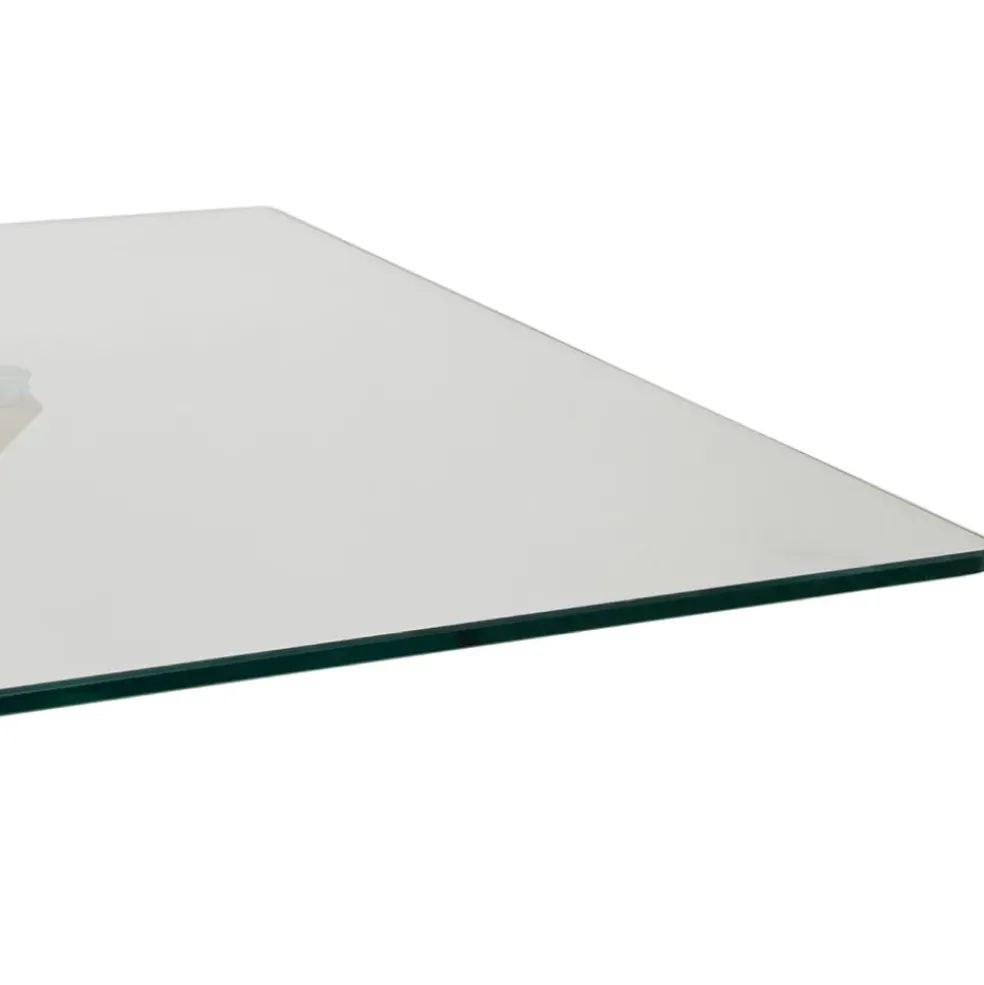 Table à manger en verre trempé et métal naturel 180x90cm - Adela