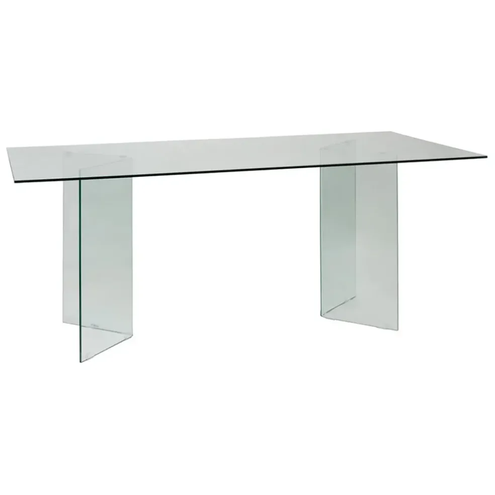 Table à manger en verre trempé 180x90cm - Adela