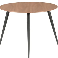 Table à manger ronde en noyer et pieds hêtre noir d100cm - Caly