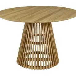 Table à manger ronde en teck naturel d120cm - Kamala