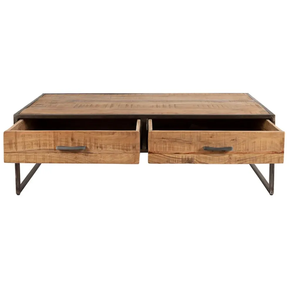 Table basse en acacia et fer noir 120x60cm - Factory