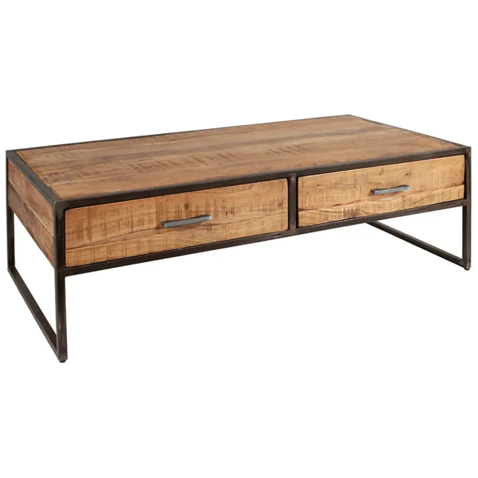 Table basse en acacia et fer noir 120x60cm - Factory