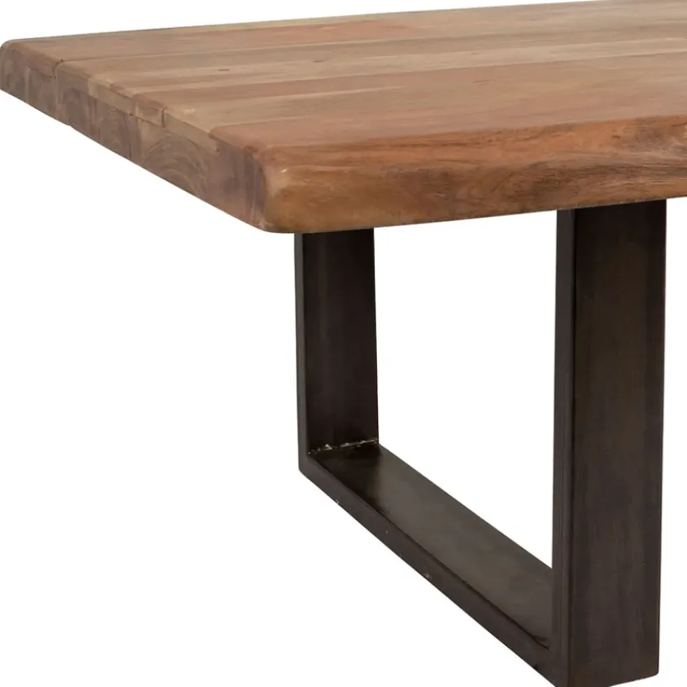 Table basse en acacia massif et pieds en fer noir 130x70cm - Factory