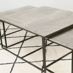 Table basse gigogne (lot de 3) en fer argenté - Félia