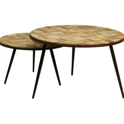 Table basse gigogne ronde (lot de 2) en teck - Wally