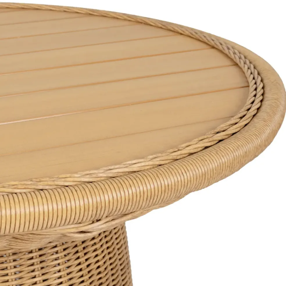 Table basse ronde effet cannage naturel d70cm - Malaya