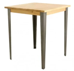 Table de bar carrée en chêne massif et pieds acier 90x90 cm - Manny