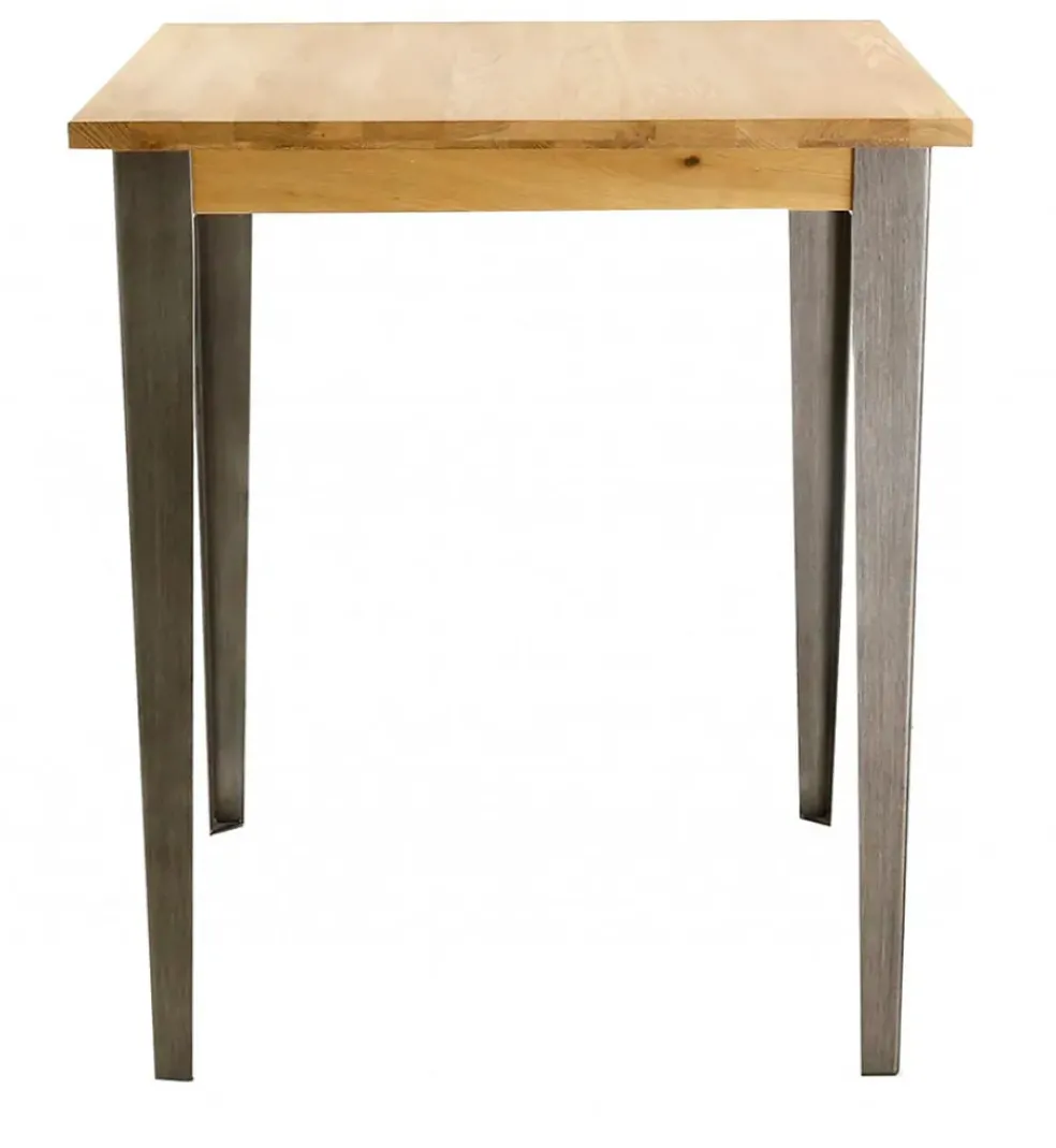 Table de bar carrée en chêne massif et pieds acier 90x90 cm - Manny