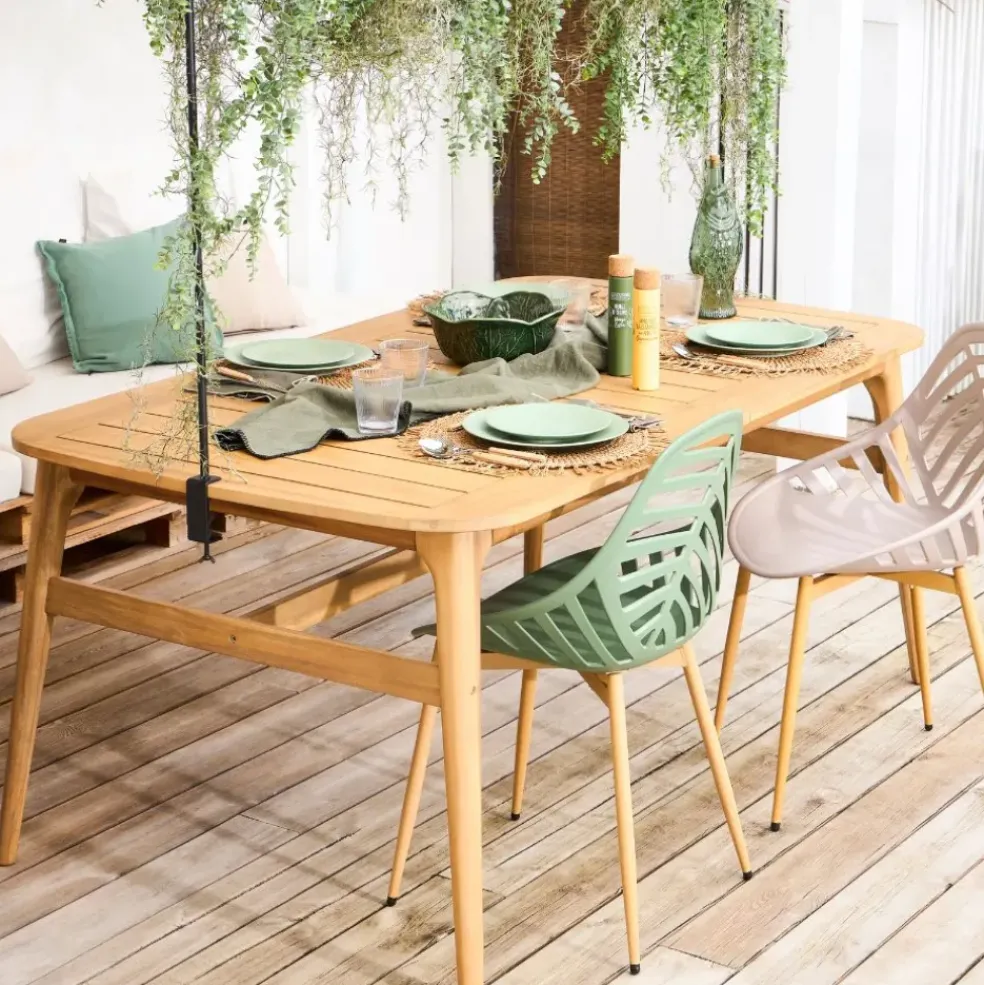 Table de jardin extensible en acacia naturel 180(+40cm)x100cm - Cavalo