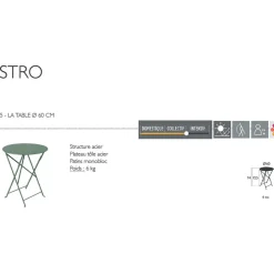 Table de jardin plainte en acier carbone - Bistro