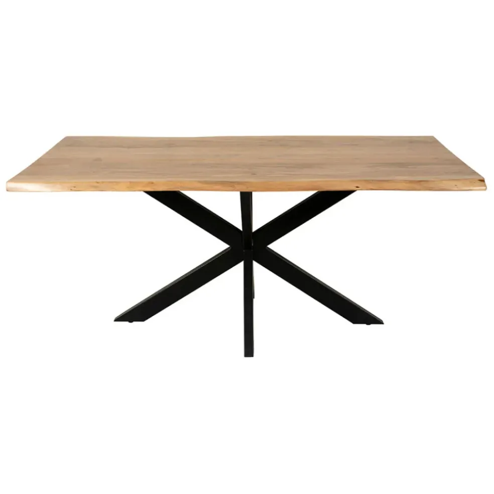 Table de repas en acacia et pieds en fer noir 180x90cm - Brooklyn
