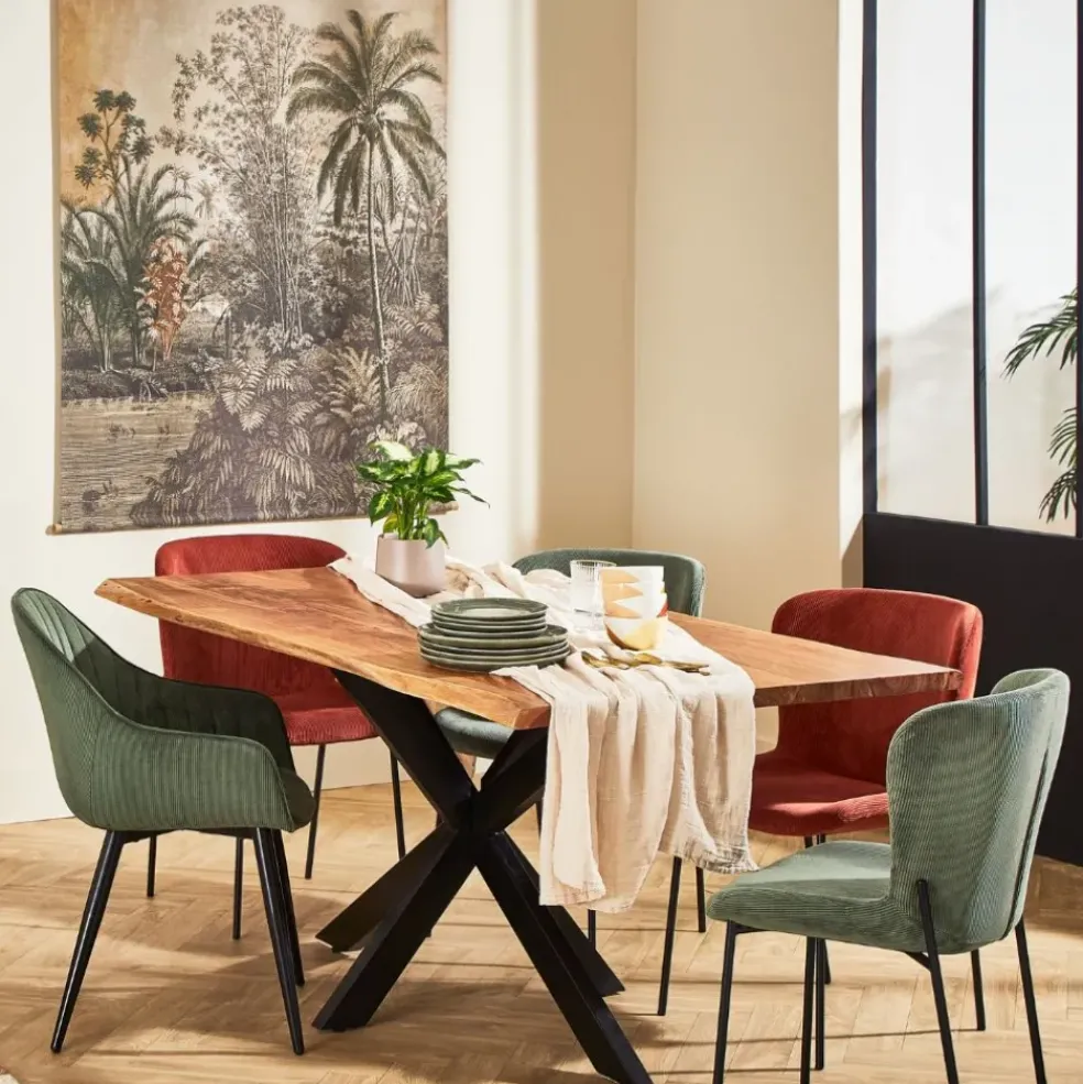 Table de repas en acacia et pieds en fer noir 180x90cm - Brooklyn