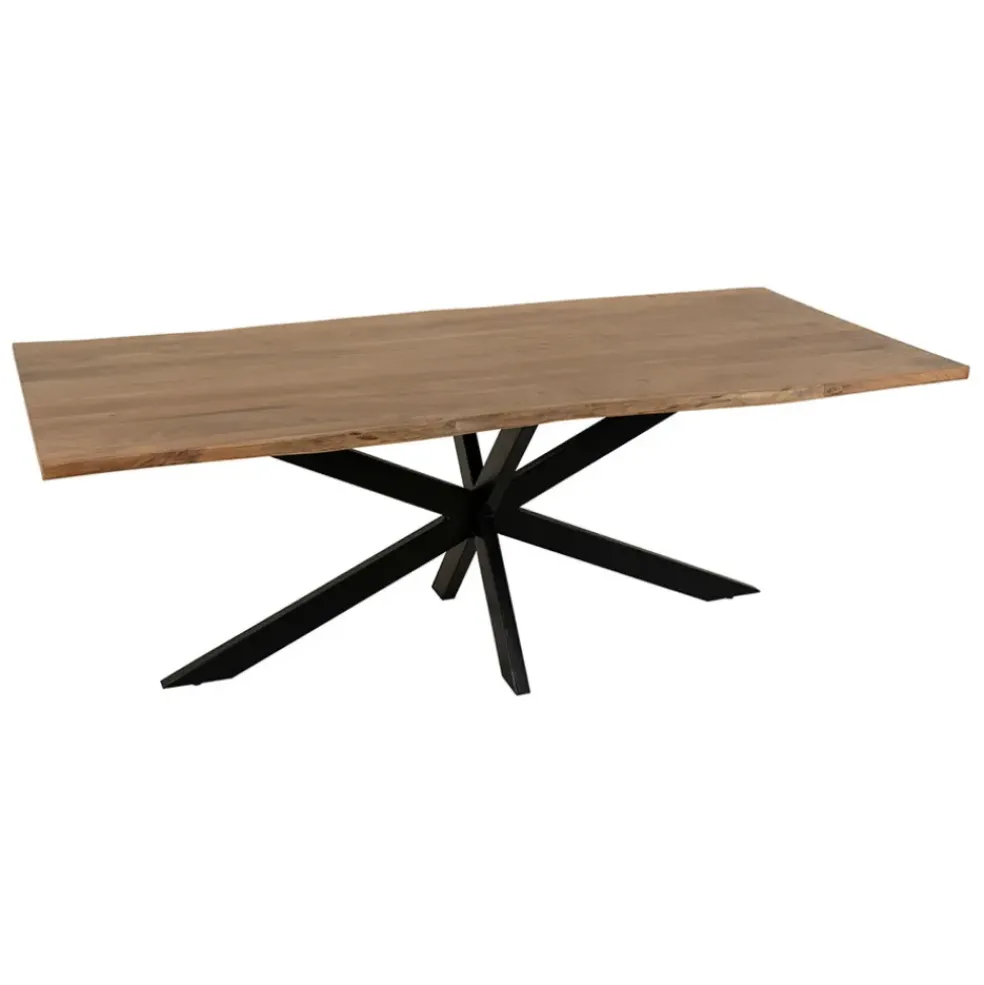 Table de repas en acacia et pieds en fer noir 220x100cm - Brooklyn