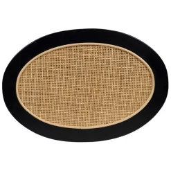 Table d'appoint en rotin et sapin naturel et noir - Balamea