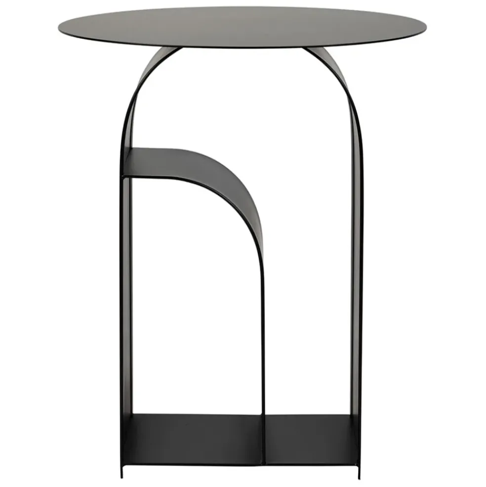 Table d'appoint ronde en fer noir d50cm - Tinel