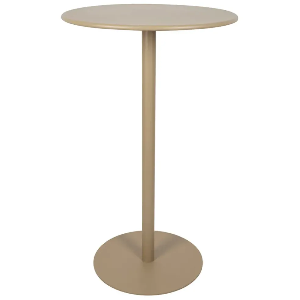 Table haute d'extérieur ronde en acier taupe d60xh100cm - Ajay
