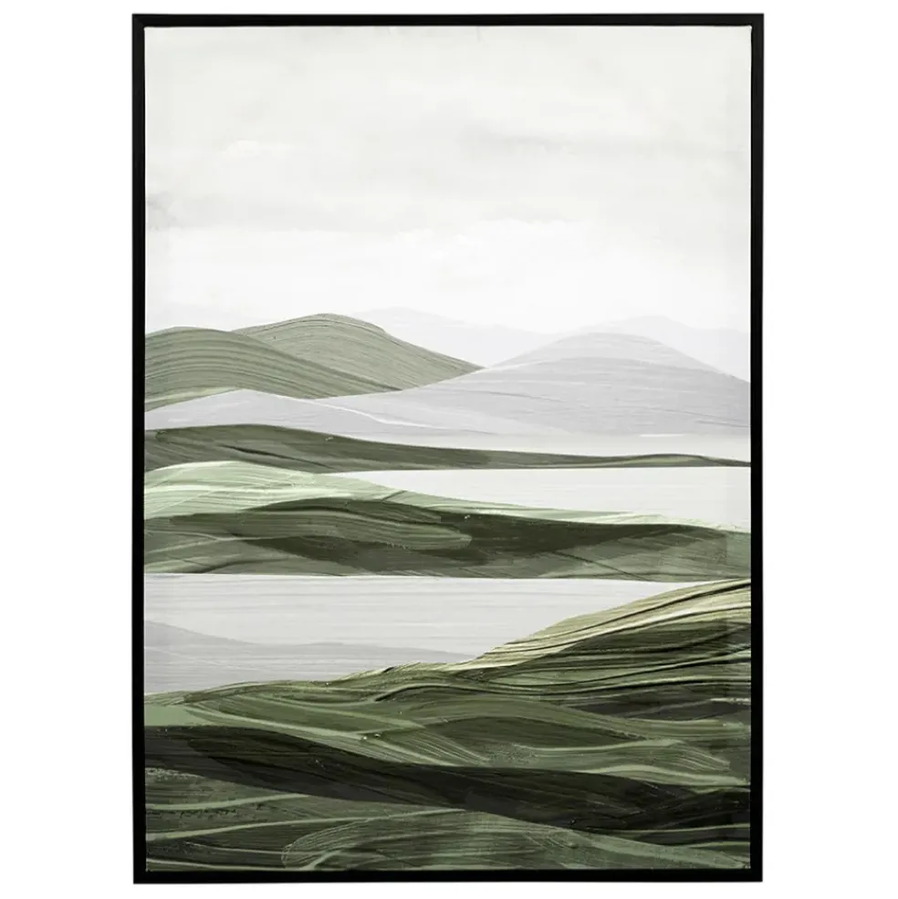 Tableau en toile encadré horizon kaki 52x72cm - Gallery