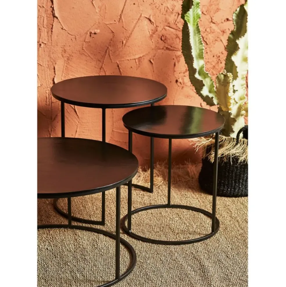 Tables d'appoint gigogne (x2) en fer noir - Felia