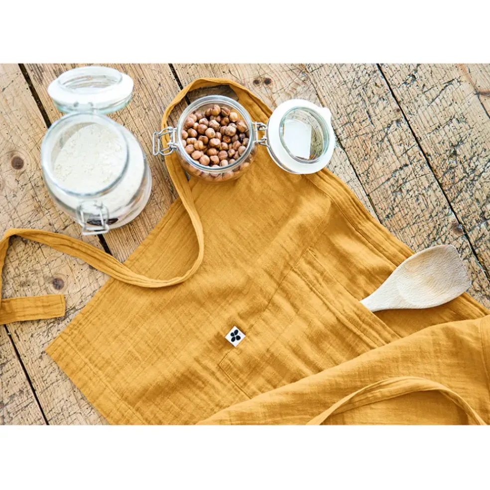Tablier safran en gaze de coton 45x80cm - Gaia