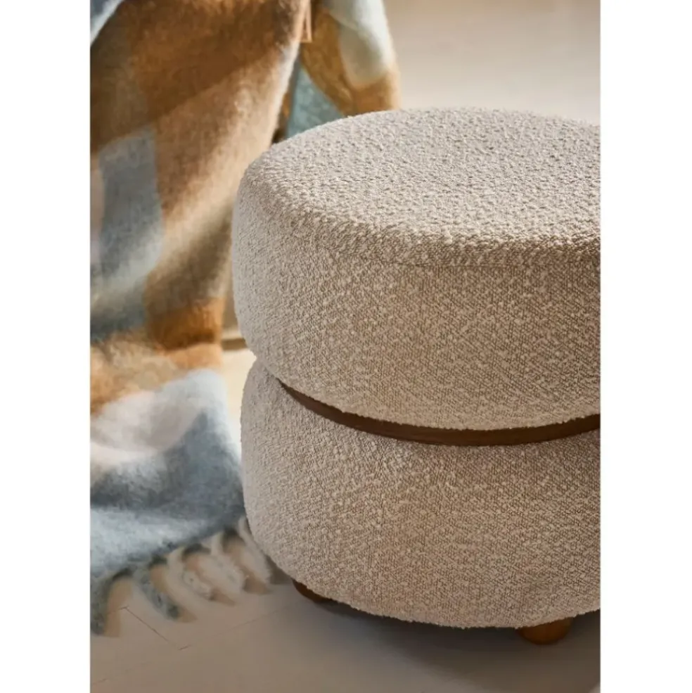 Tabouret en tissu et pin beige - Alpinia