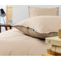 Taie d'oreiller en flanelle sable 63x63cm - Candice