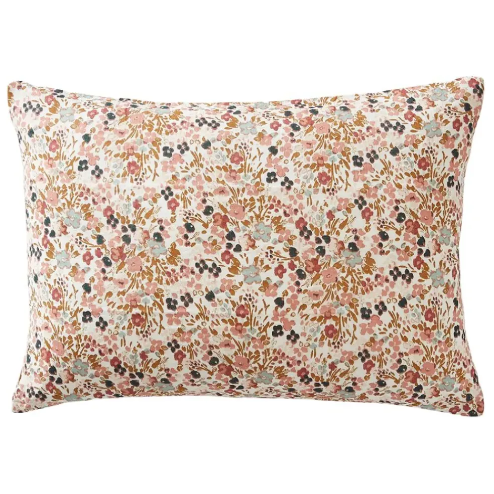 Taie d'oreiller en gaze de coton imprimée pampa 50x70cm - Capucine