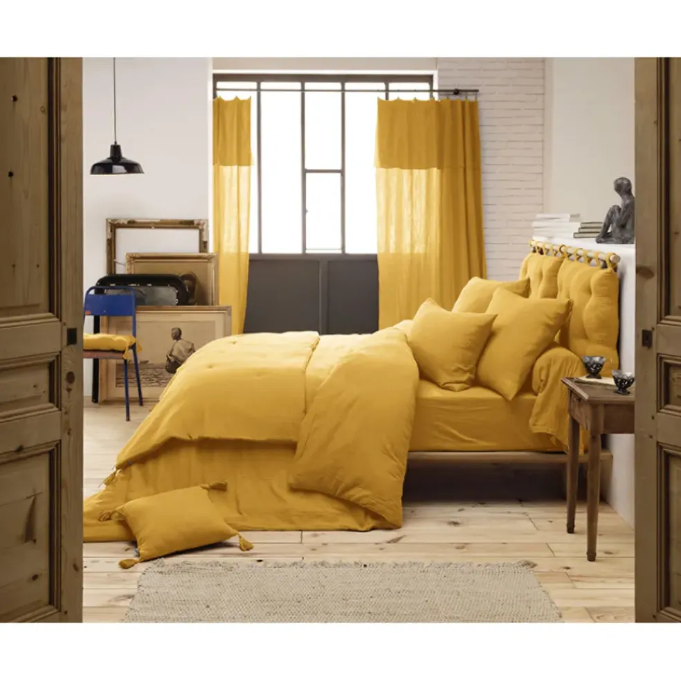Taie d'oreiller safran en gaze de coton 50x70cm - Gaia