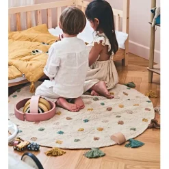 Tapis à pois tufté multicolore d100cm coton - sweet dream