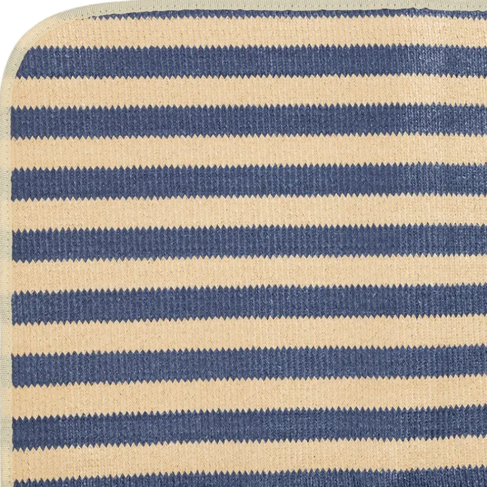 Tapis de plage en tissu rayé indigo et naturel 180x120cm - Medi