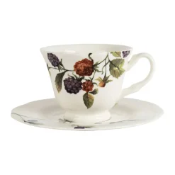 Tasse à thé et sous tasse en faïence blanche 22cl - Meredith
