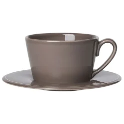 Tasse avec sous-tasse en faïence poivre - constance