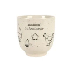 Tasse Bonheur en grès blanc moucheté 15cl - La Ferme