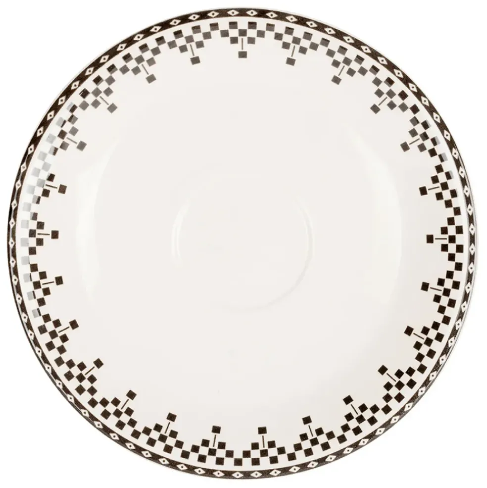 Tasse et sous tasse en faïence anthracite 50cl - Damier