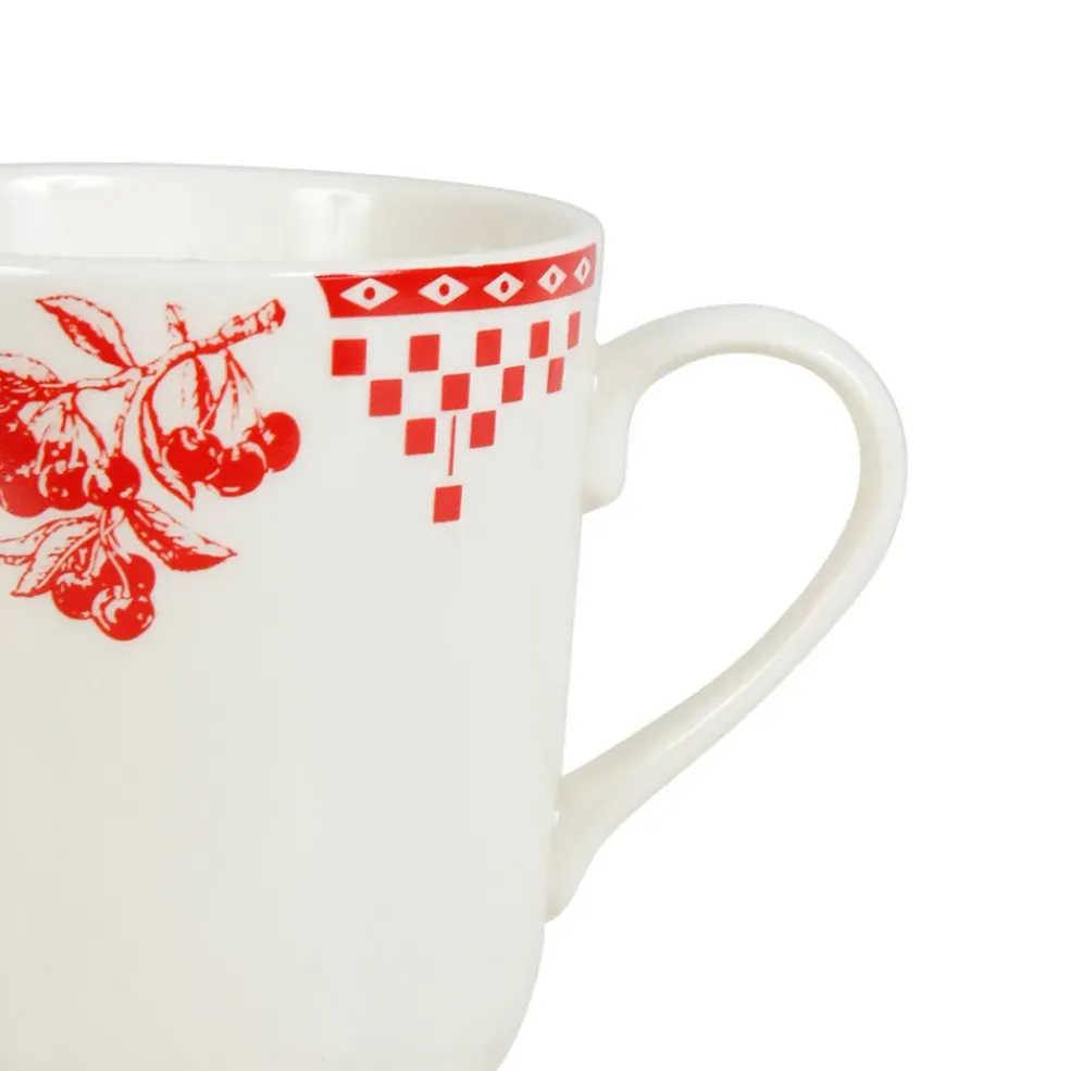Tasse haute en faïence damier rouge - campagne