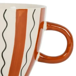 Tasses à déjeuner x3 rayés terracotta 60cl en grès - madeira