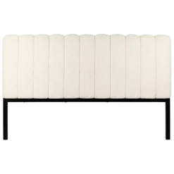 Tete lit en bouclette blanche et fer noir 160x100cm - Organic