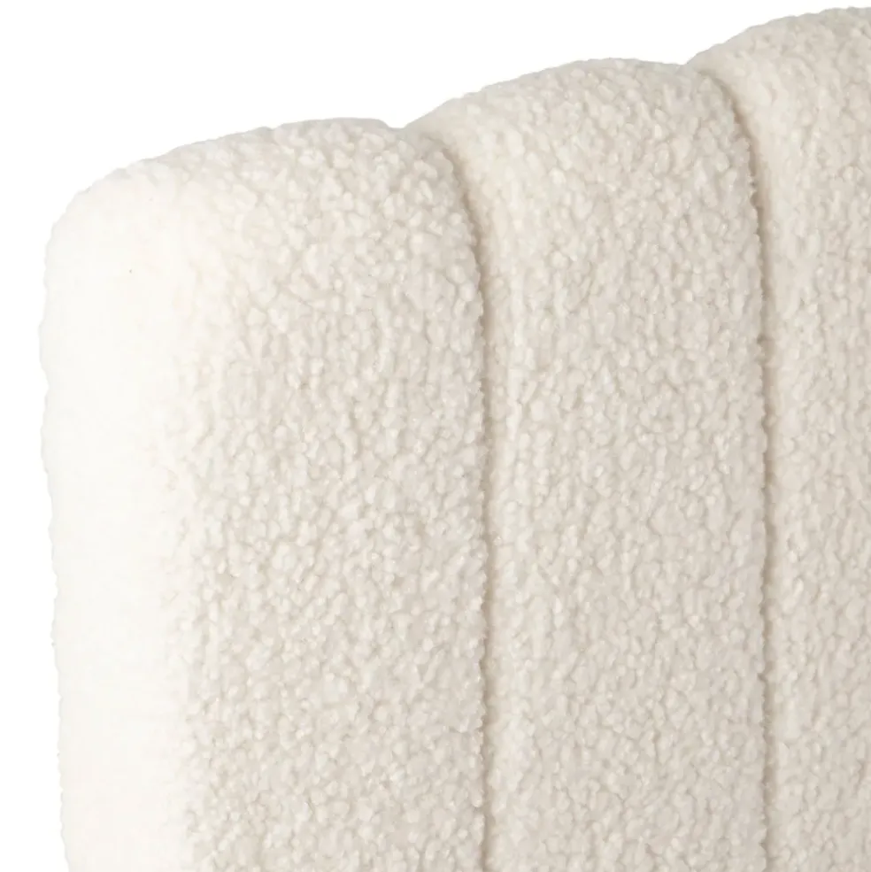 Tete lit en bouclette blanche et fer noir 160x100cm - Organic